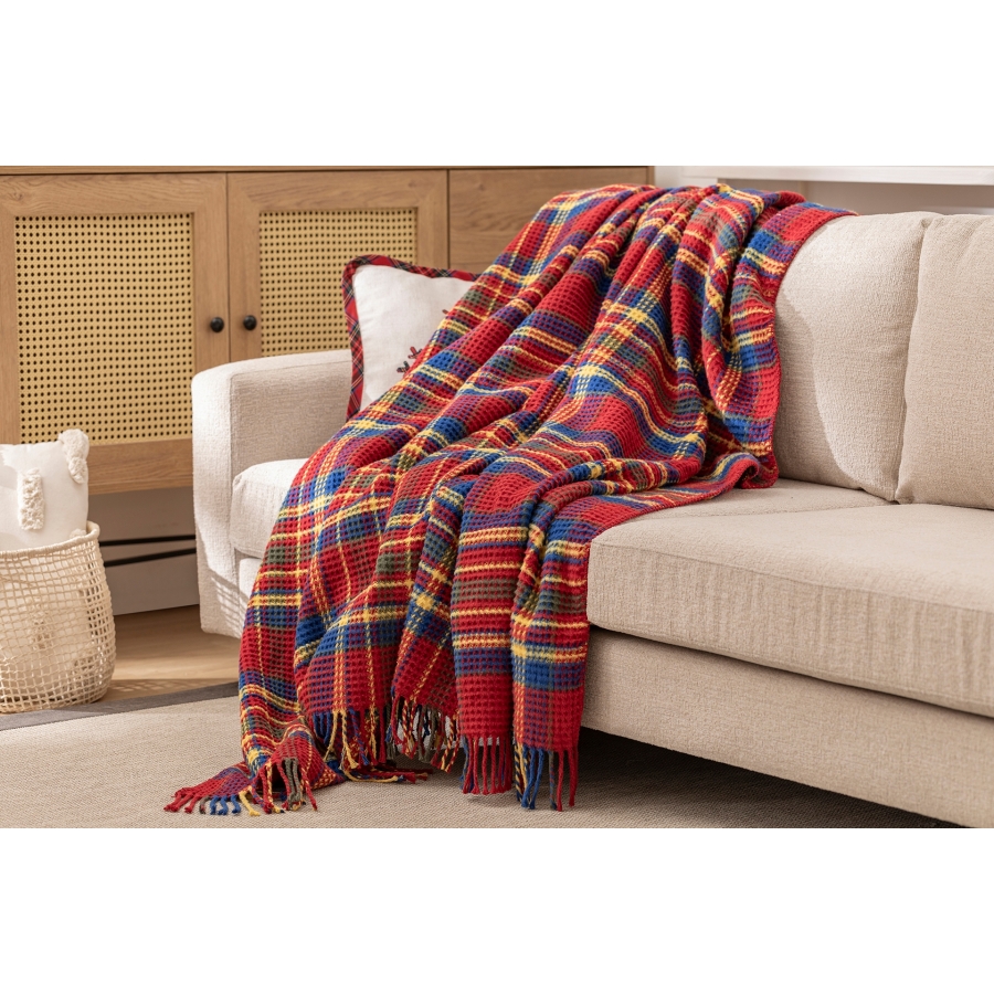 Luna Scottish Waffle Blanket, Plaid, Double