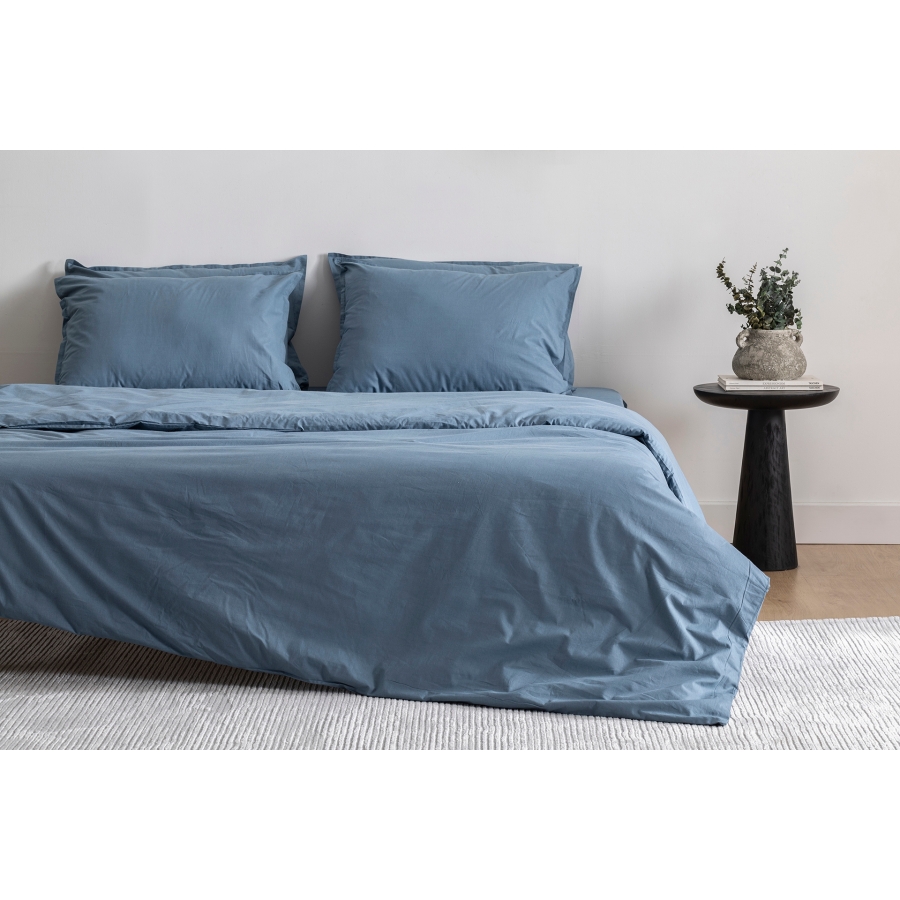 Luna Simply Colors Washed Cotton Duvet Cover Set, Indigo, Double