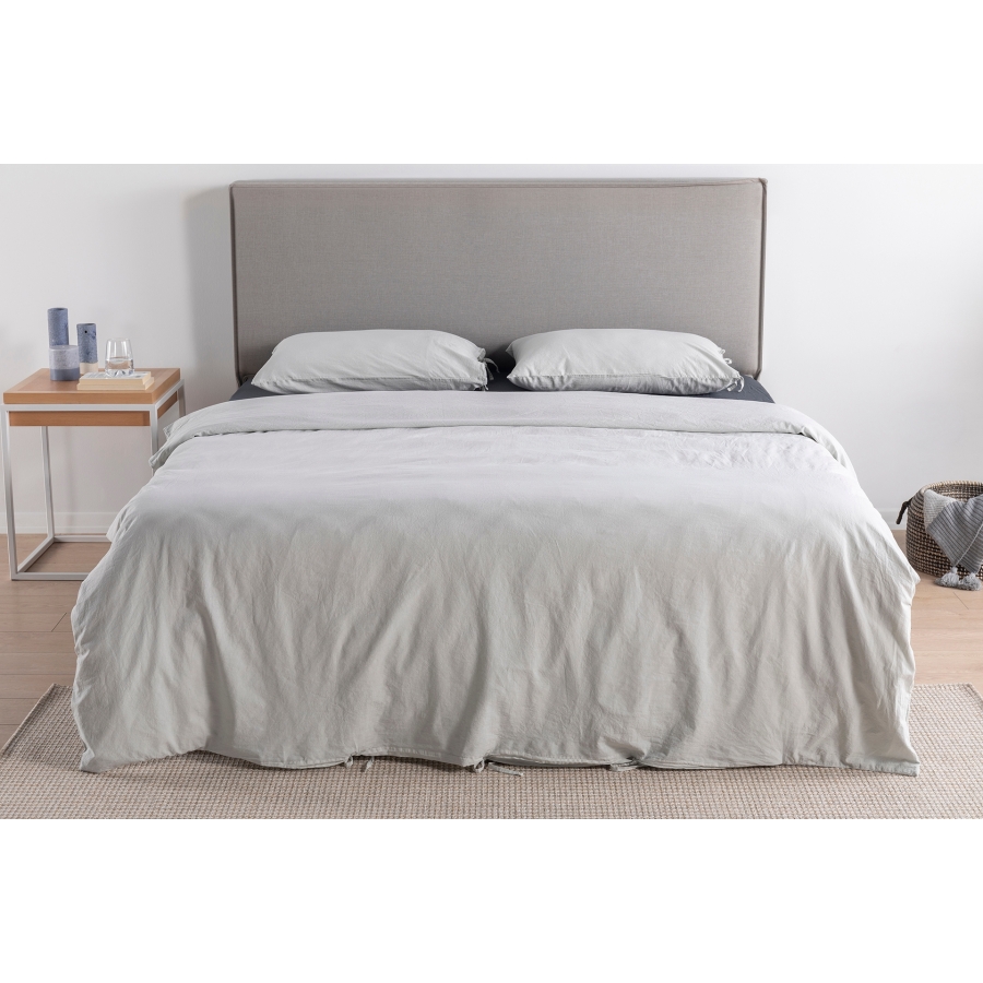 Luna Elara Washed Cotton Duvet Cover Set, King Size, Light Gray